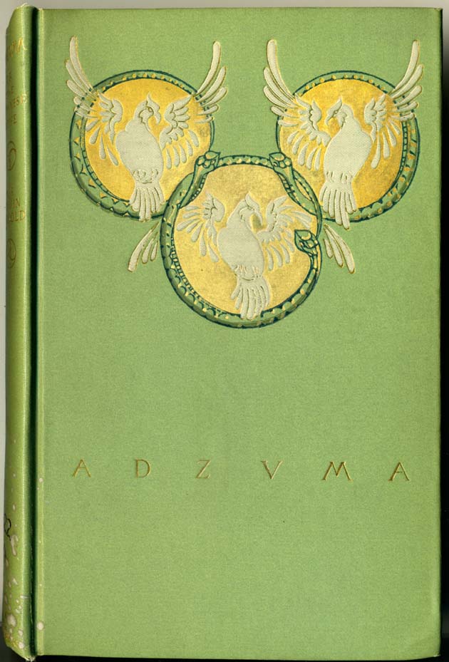 Example of an unsigned binding design by Margaret Armstrong from the Library’s collections. Adzuma was also one of three Armstrong bindings included in the Grolier Club’s Commercial Bookbindings exhibition. Example of an unsigned binding design by Margaret Armstrong from the Library’s collections.