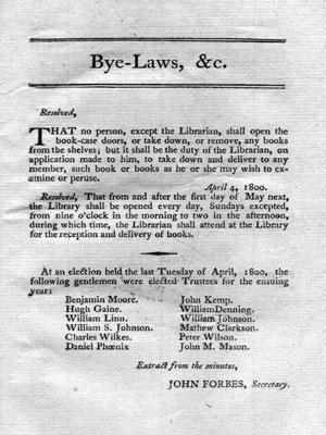 The bylaws in the 1793 supplemental catalog
