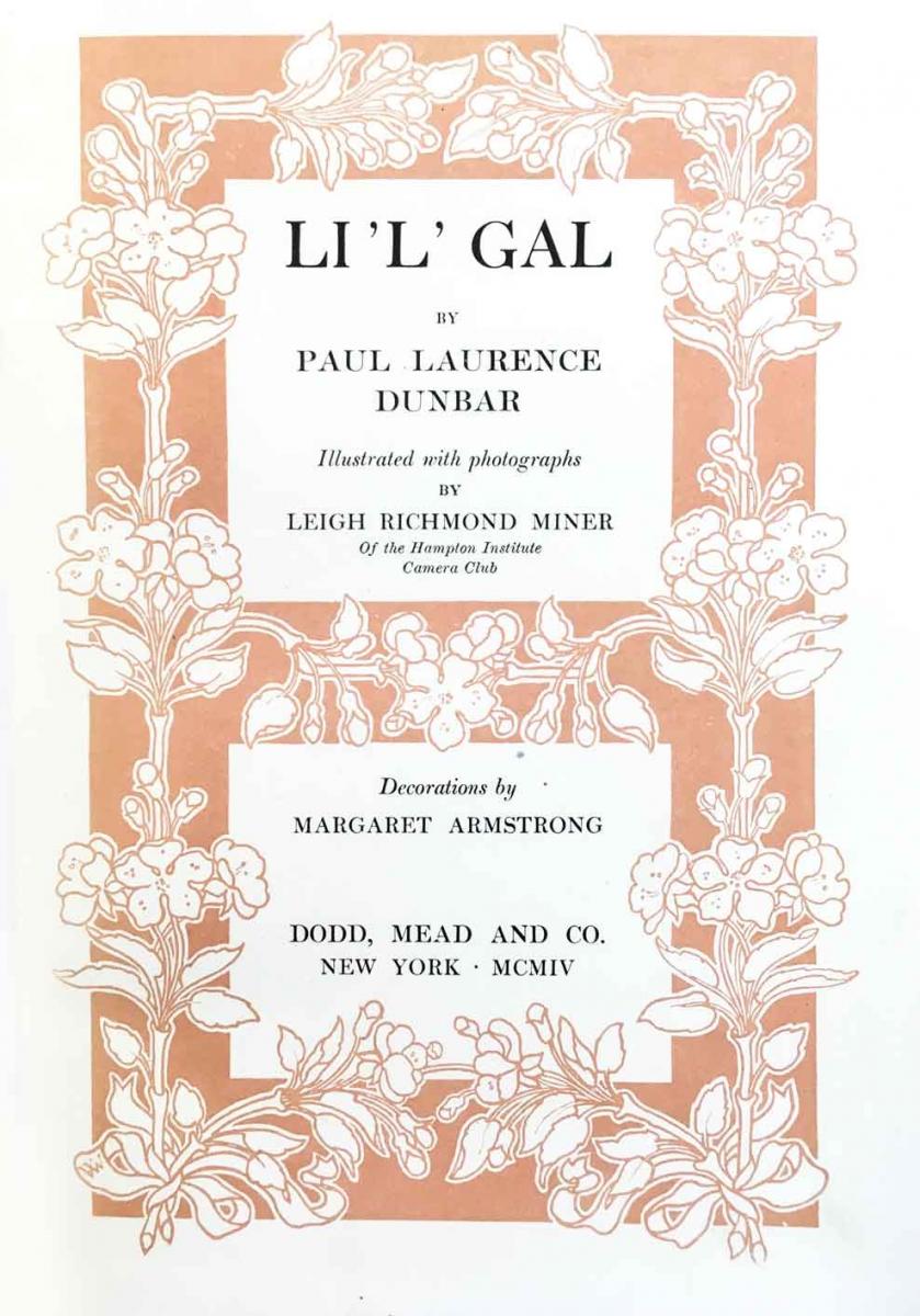 Title pages showcasing Armstrong’s different designs for the series of Paul Laurence Dunbar books of poetry published by Dodd, Mead and Co.
