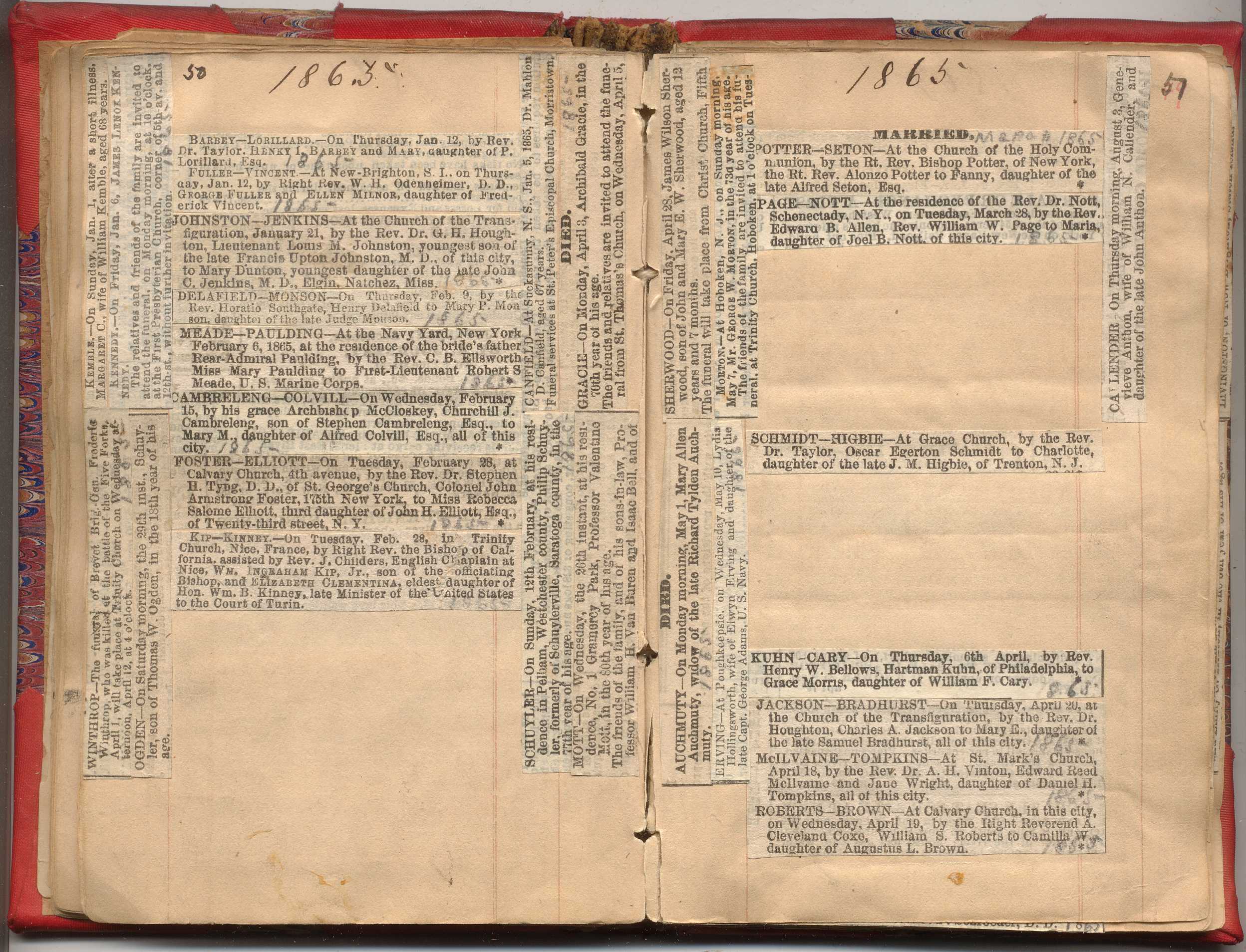 Nyc Marriage Death Notices 1857 1868 New York Society Library