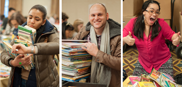 Teachers efficiently choose favorite books in each 45-minute distribution session