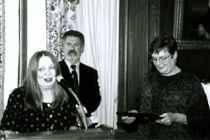 Anne-Marie Cantwell, Diana diZerega Wall, and David Hurst Thomas accept the award for Unearthing Gotham.