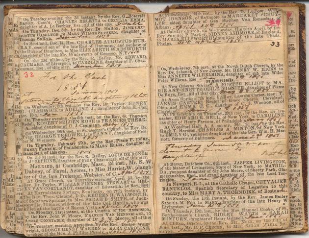 Page from 1843-1856 Marriage & Death Notices