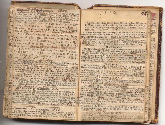 Page from 1843-1856 Marriage & Death Notices