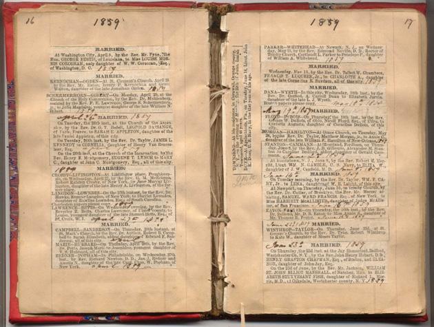 Page from 1857-1868 Marriage and Death Notices